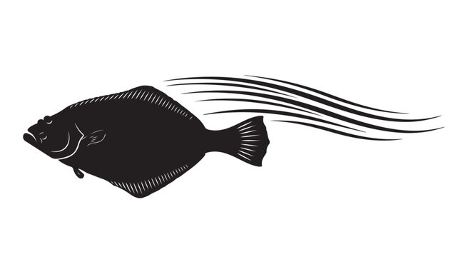 Striking halibut silhouette, perfect for coastal themes, nautical designs, or seafood menus, offering a clean, versatile, and captivating visual element for your creative projects