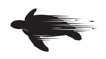Powerful turtle gliding through the ocean currents with a modern artistic flair, representing speed and perseverance for adventure brands or conservation campaigns