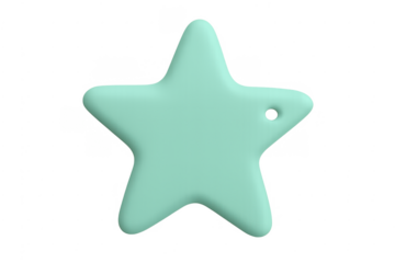 Soft mint green 3d star tag with hole