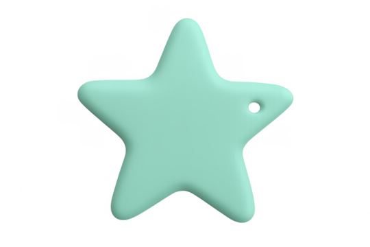Soft mint green 3d star tag with hole