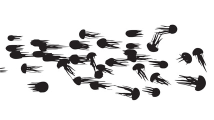 Elegant silhouette of jellyfish gracefully swimming, perfect for marine biology presentations and ocean conservation campaigns or coastal resort branding with a touch of mystery