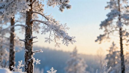 눈덮인겨울숲의고요한풍경