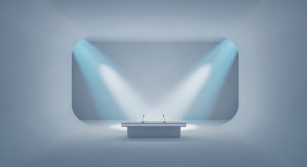 Podium on stage with spotlights