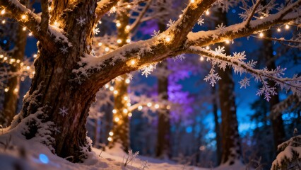 신비로운빛이감도는겨울밤숲풍경