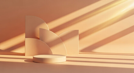 Podium product display with sunlit shadows