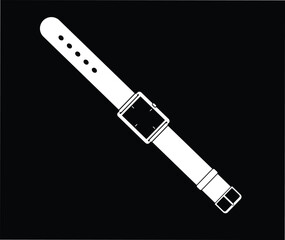 Smartwatch white icon on black background.