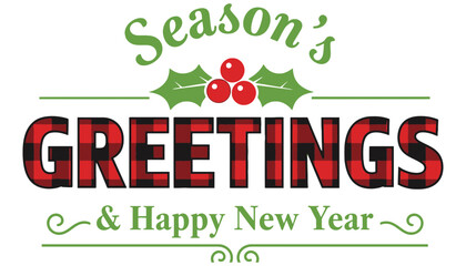 Season greetings and happy new year holiday greeting card design