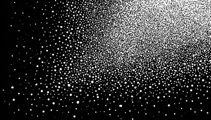 Obraz premium Scattered white dots of varying sizes on a black background, concentrated upwards