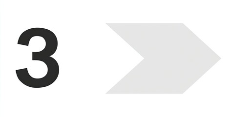 Black number "3" with a gray right-pointing arrow on a white background