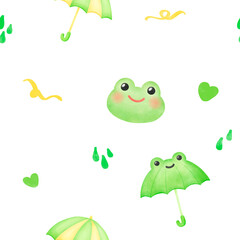 Frog with Umbrella Seamless Pattern, Background