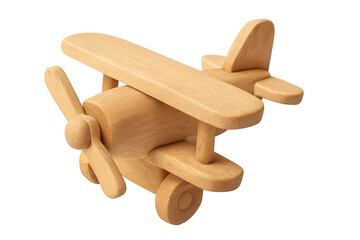 Wooden toy biplane creating childhood play and imagination