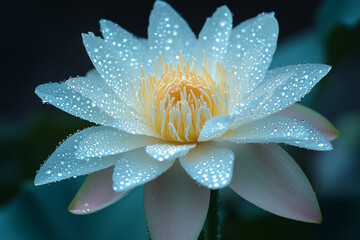 Fototapeta premium Generative AI illustration of magical forest filled with night blooming flowers like moonflower eveningprimrose and nightphlox glowing in moonlight