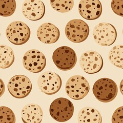 Fototapeta premium Spotted circles with various shades of brown on beige background, seamless pattern
