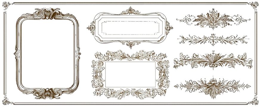 Ornate frame elements set - Powered by Adobe