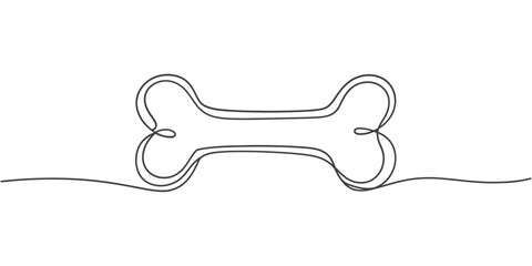 Minimalist single line drawing of a dog bone