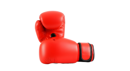 Boxing gloves red leather professional fight gear sport on transparent background