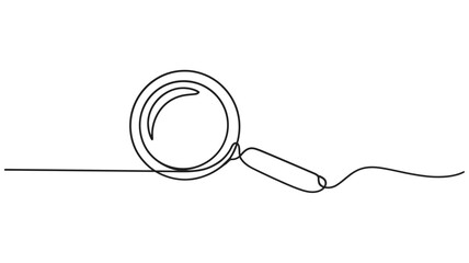 Minimalist continuous line drawing of a magnifying glass