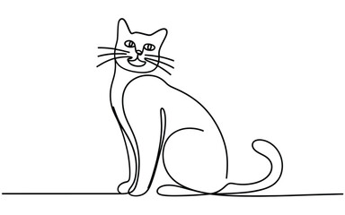 Simple line drawing of a seated cat
