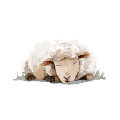 Cute Sleeping Sheep Watercolor Illustration 1.