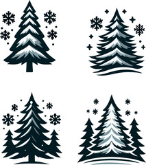 Obraz premium Snowy pine tree logo vector white background .