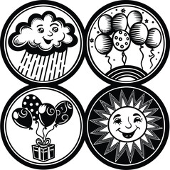 “Black and White People Group Icon Set – Minimal Team, User, Community Pictogram Collection”