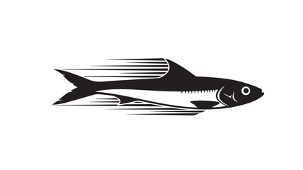 Dynamic fish leaping forward with speed and power, a bold and modern design element for sporty brands or ocean conservation campaigns, conveying energy and momentum