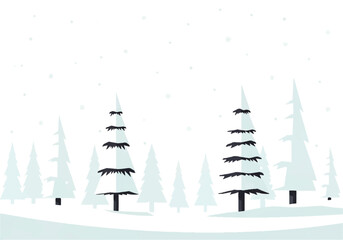 Obraz premium Winter landscape with snow-covered trees and a light snowfall.