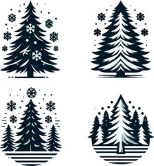 Obraz premium Snowy pine tree logo vector white background .