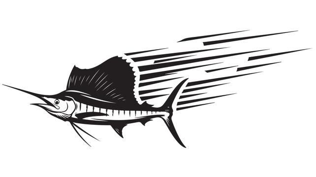 Dynamic sailfish swimming with speed lines for your sportfishing brand, a powerful symbol of ocean adventure and competitive spirit, perfect for logos or apparel designs