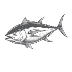 Classic Hand-Drawn Tuna Fish a Vintage Seafood Sketch