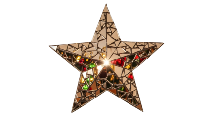 Gold star ornament christmas decoration holiday season art on transparent background