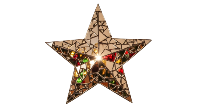 Gold star ornament christmas decoration holiday season art on transparent background - Powered by Adobe
