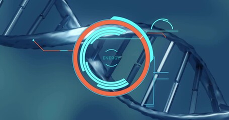 Turquoise marker popping near helix and growing, HUD rings forming and filling, showing ENERGY rise