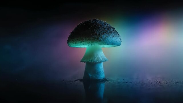 Luminous Mushroom in a mystical environment, illuminated by an ethereal glow.