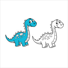 Coloring Book For Kid Dinosaurs Vector