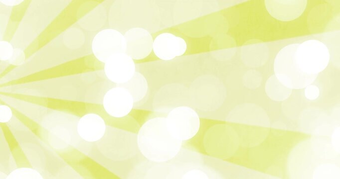 Left radial bands emerging initiating bokeh circles drifting and pulsing creating soft lime glow