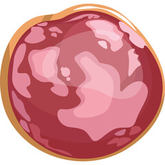 Pixelated Strawberry Jelly Candy with Translucent Pink Center and Light Brown Border on Transparent Background A Sweet and Juicy Treat