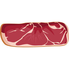 Pixel Art Slice of Cured Meat With Marbling Fat Details Against Transparent Background