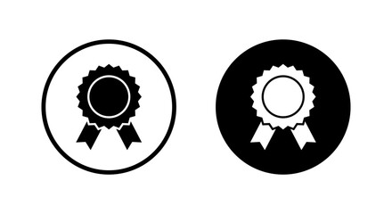 Award medal icon in black circle. Achievement badge or quality certification symbol
