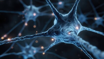 Interconnected neurons transmit signals in a complex, neural network