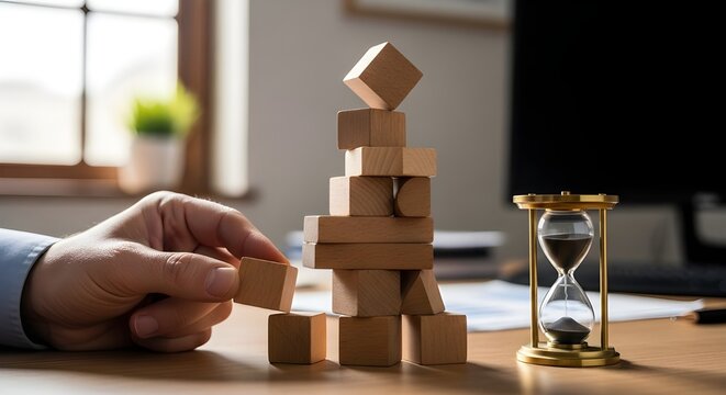 Building blocks with hourglass time management and strategy