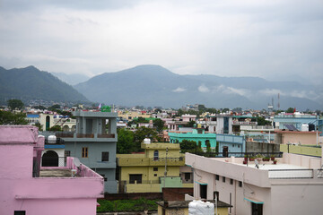 Panoramic view of Haldwani city with Himalayan foothills in background, Uttarakhand, India