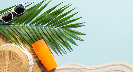 Tropical beach essentials for a sunny vacation day