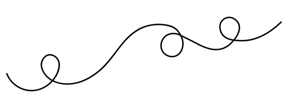 wavy curvy long squiggles line, loopy line, wave line - stock vector. abstract wavy line. long hand drawn squiggle. vector illustration on transparent background