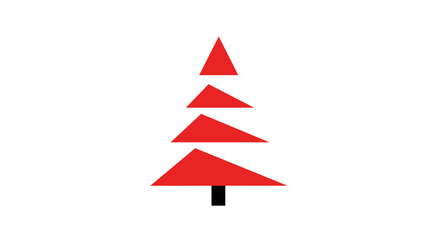 Illustration of a christmas tree made of red triangles on a white background