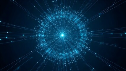 Abstract digital data network connections spreading from a core