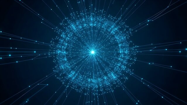 Abstract digital data network connections spreading from a core