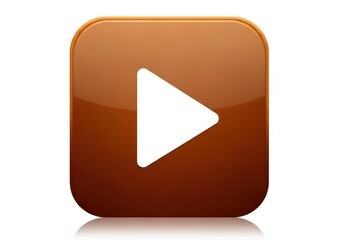 Brown play button isolated on white background, perfect for adding a touch of modern design to your project or presentation