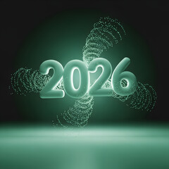 Emerald Light Spiral Around 2026 – Futuristic Green Energy Concept