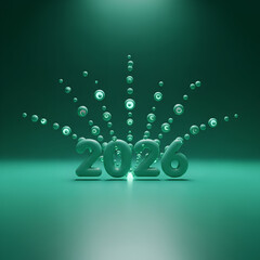 Emerald Light Spiral Around 2026 – Futuristic Green Energy Concept